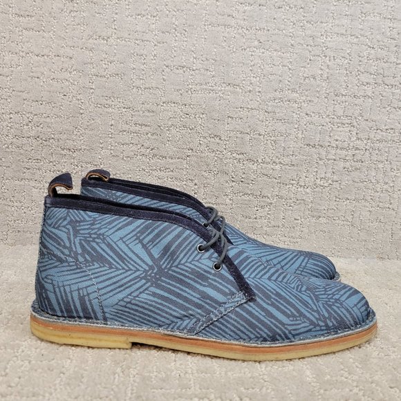 Michael Bastian Men's Size US 9 Fashion Blue Leaf Canvas Stitchout Chukka Boots. - Picture 3 of 10